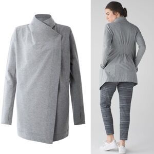 Lululemon Restore Wrap Jacket Stretch French Terry Pockets Minimalist Grey 6 Top